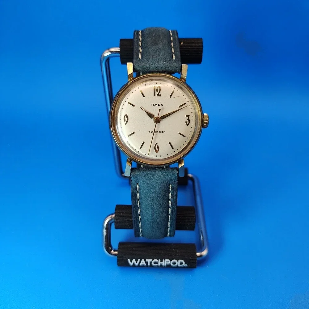 Vintage 1968 Timex Gold Tone 39mm Mens Mechanical Wind Watch Restored New Strap